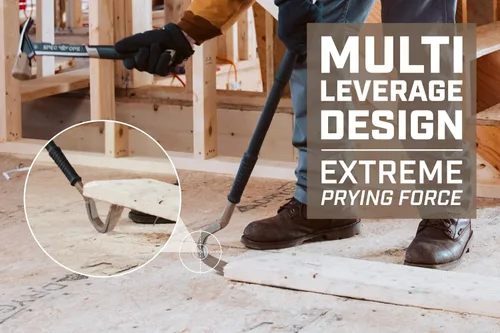 Vista 4 de Spec Ops SPEC-D30PRY Tools - Palanca de demolición de 30 pulgadas, extremos de barra de palanca con extractor de clavos en forma de lágrima, acero