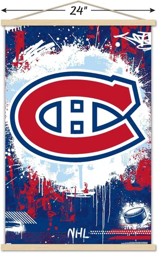 Vista 3 de Trends International NHL Montreal Canadiens - Póster de pared con logotipo Maximalist 23 con marco magnético