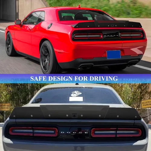 Vista 4 de Bonbo Alerón trasero WickerBill para Dodge Challenger 2015-2022 2023 SRT RT Hellcat Scat Pack con cámara de respaldo, 2 piezas de alerón trasero