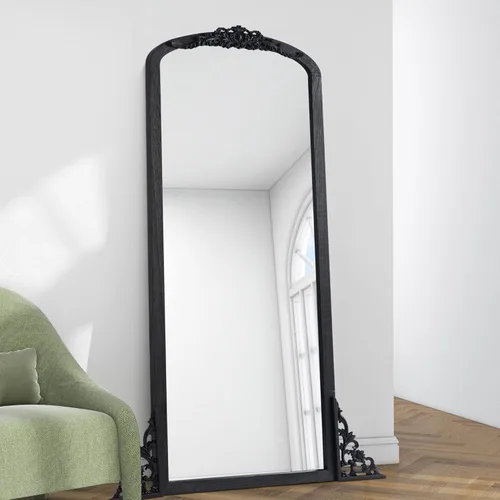 Vista 29 de NicBex Espejo de pared vintage arqueado de 36 x 24 pulgadas, marco de madera maciza, negro