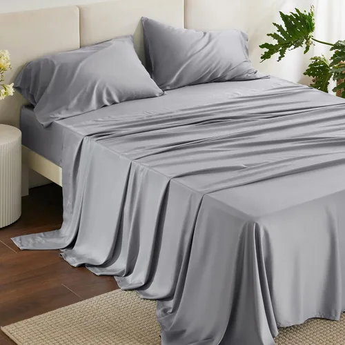 Vista 60 de Bedsure - Juego de sábanas tamaño individual, refrescantes, rayón derivado del bambú, transpirables y suaves, sábanas y fundas de almohada tipo