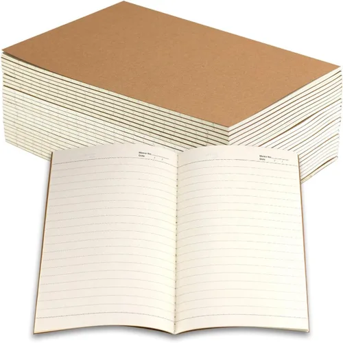 24 Pack Journal Notebook with Lined Paper, Brown Kraft Cover Writing Diary Subject Notebooks for Travelers, School and Office, A5 Size, 8.3x5.5