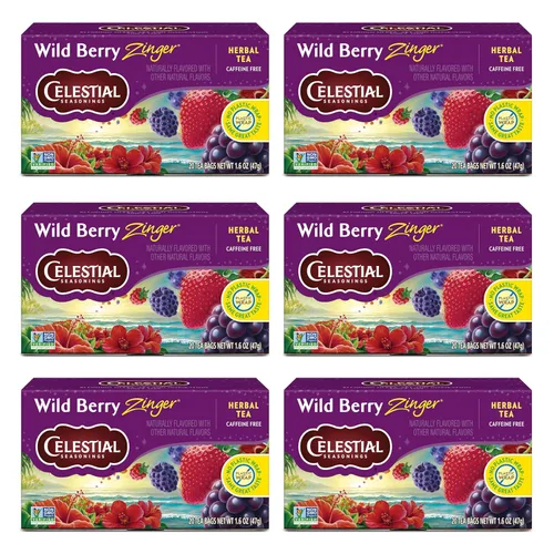 Vista 9 de Celestial Seasonings Lemon Zinger - Té de hierbas, sin cafeína, caja de 20 bolsas de té, (paquete de 6)