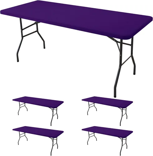 Vista 26 de Spandex Table Cover for 6 Foot Rectangle Tables-4 Pack Aqua Blue Outdoor Picnic Elastic Table Cover-Spandex Stretch Folding Table Cloths for Camping