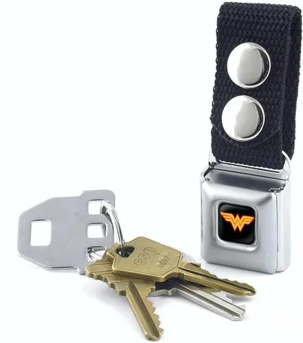 Vista 2 de Buckle-Down Llavero Mujer Maravilla Logo A Todo Color Negro
