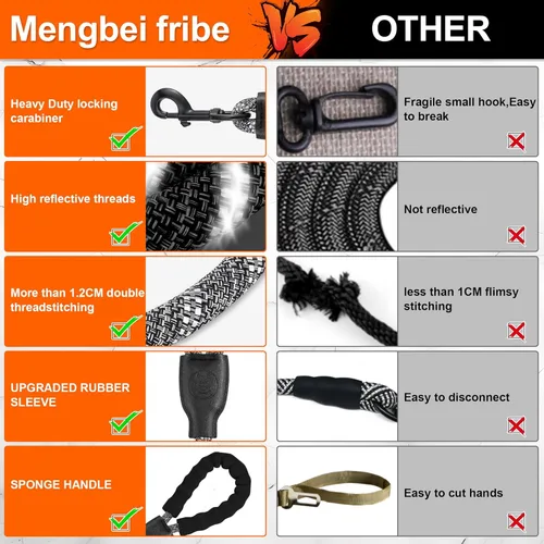 Vista 5 de Correa doble para perro para dos perros, desmontable giratoria de 360°, correa sin enredos con tiras reflectantes para caminar y entrenar perros