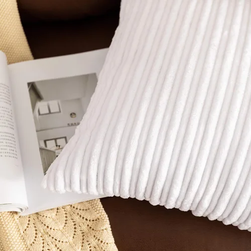 Vista 4 de UGASA - Juego de 2 fundas de almohada de terciopelo a rayas, funda decorativa para cojín con cremallera oculta para el hogar, sofá, dormitorio