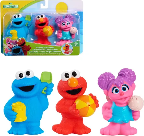 Sesame Street Just Play - Juego de 3 piezas de juguetes flotantes para baño y piscina, juguetes para niños a partir de 2 años
