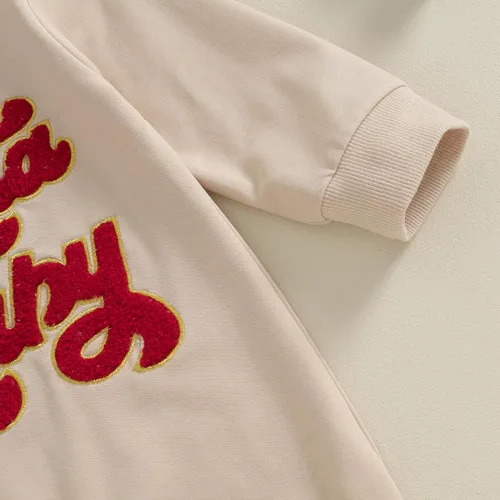 Vista 3 de Lamuusaa Traje de Navidad para bebé recién nacido, traje de Navidad con bordado alegre, mameluco de una pieza, ropa de otoño 0-18M