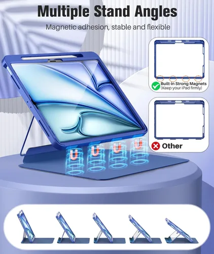 Vista 33 de MoKo Funda para iPad Air de 13 pulgadas M3 2025 y M2 2024 con soporte para lápices, funda para iPad Air 13 [protector de pantalla integrado]