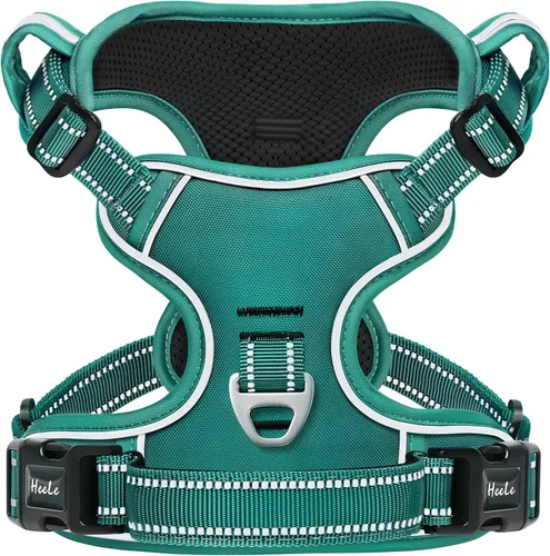 Vista 26 de HEELE Arnés para perro pequeño sin tirones con mango suave, arnés reflectante ajustable, color negro, XS