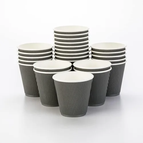 Vista 54 de Vasos de café de papel aislado de pared corrugada, 12 onzas, 12 onza, Azul