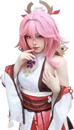 Vista 7 de DAZCOS Disfraz de cosplay de Genshin Impact Yae Miko de talla estadounidense para Halloween