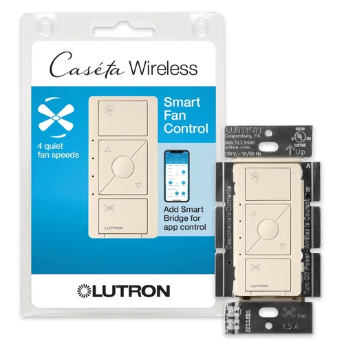 Vista 10 de Lutron Caseta Interruptor inteligente de control de velocidad de ventilador (se requiere Smart Hub Lutron), unipolar, PD-FSQN-BL, negro