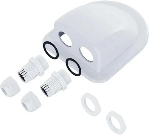 Vista 5 de Glándula de entrada de cable solar, cubierta de conector de cable doble solar impermeable, soporte de plástico solar fotovoltaico curvado ABS