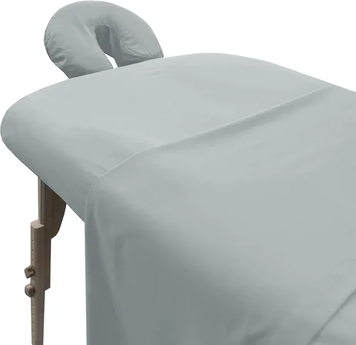 Vista 21 de London Linens Juego de sábanas de microfibra suave para mesa de masaje de 3 piezas, incluye funda para mesa de masaje, sábana bajera ajustable