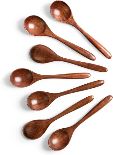 Vista 13 de 2 PCS Cucharas de Madera para Miel, Cucharas de Madera Pequeñas de 6.7 Pulgadas - Excelentes para Té, Café y Sopa, Pequeño Juego de Cucharas de Mesa