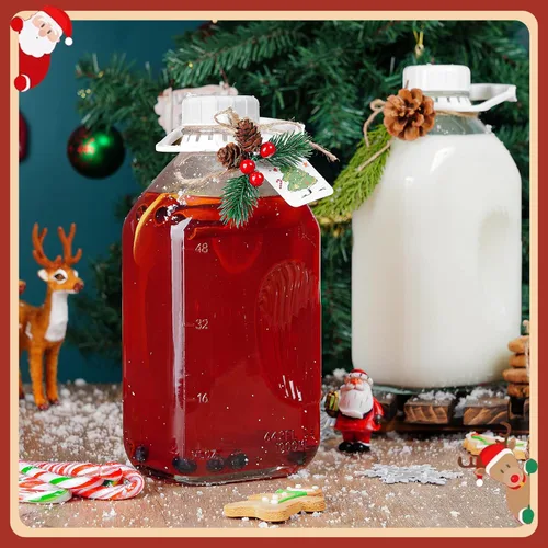 Vista 7 de Ritayedet Botella de leche de vidrio resistente de 64 oz con tapa de rosca hermética reutilizable y fuerte - Botellas de agua de 1/2 galón