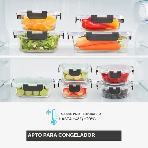 Vista 6 de Freshware Recipientes de vidrio con tapas, 24 piezas, 12 recipientes con 12 tapas, recipiente de vidrio para preparación de comidas para almuerzo