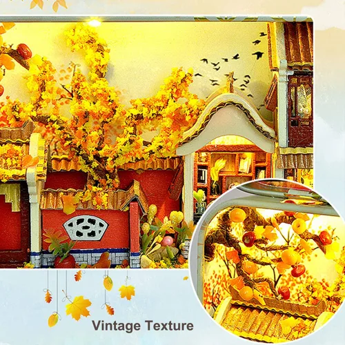 Vista 4 de Kit de casa de muñecas en miniatura, casa de muñecas de madera 3D, kit de casa de muñecas en miniatura con muebles, kit de teatro de caja