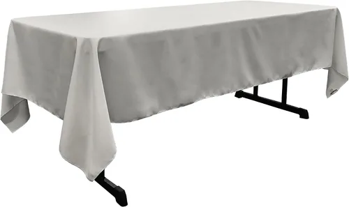 Vista 6 de BalsaCircle Mantel rectangular de poliéster blanco de 60 x 126 pulgadas para bodas, fiestas, eventos, cocina, comedor