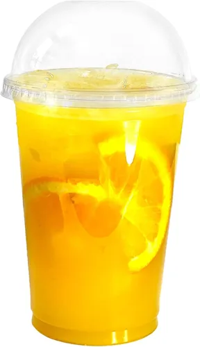 Vista 3 de Vasos de 14 onzas, paquete de 1000 Tazas de café helado y tapas de cúpula Batido frío Vasos de plástico con tapas de cúpula Vaso desechable