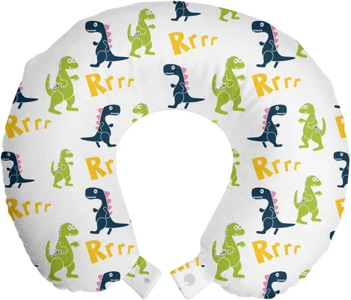 Vista 37 de Ambesonne Almohada de viaje para pizza, con patrón dibujado a mano, menú de pizzería, comida rápida, deliciosa comida gourmet, accesorio de viaje