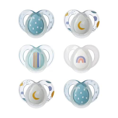 Tommee Tippee Chupete Nocturno, 6-18 Meses, Chupete de Silicona Simétrico, Chupetes Libres de BPA, Tecnología que Brilla en la Oscuridad, Arcoíris