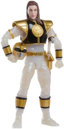 Vista 3 de Power Rangers Lightning Collection Mighty Morphin Metallic White Ranger Figura de acción coleccionable de 6 pulgadas con accesorios, Blanco