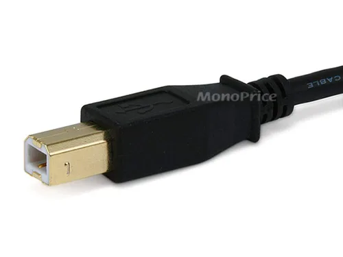 Vista 3 de Monoprice 105436 - Cable USB 2.0 de 0.45 m, de USB 2.0 A macho a B macho 28/24AWG (chapado en oro), color negro