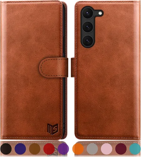 Vista 19 de SUANPOT Funda tipo cartera para Samsung Galaxy S23 5G con bloqueo RFID, soporte para tarjetas de crédito, cubierta protectora de cuero PU tipo libro