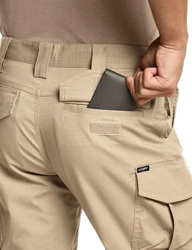 Vista 9 de CQR Men's Flex Stretch Tactical Pants, Water Resistant Ripstop Cargo Pants, Lightweight EDC Outdoor Hiking Work Pants