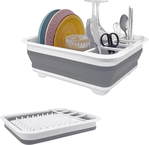 Goderewild Escurridor de Platos Plegable para Secar Platos - Diseño que Ahorra Espacio y Plegable con Componentes Extraíbles Versátiles -