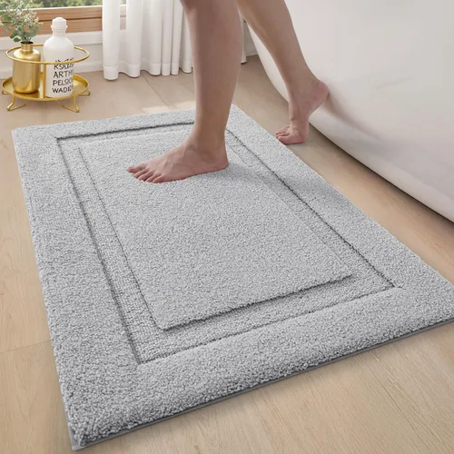 LUMI Alfombras de baño ultrasuaves antideslizantes con parte trasera de goma, absorbente y lavable, de secado rápido, alfombra de felpa de Gris