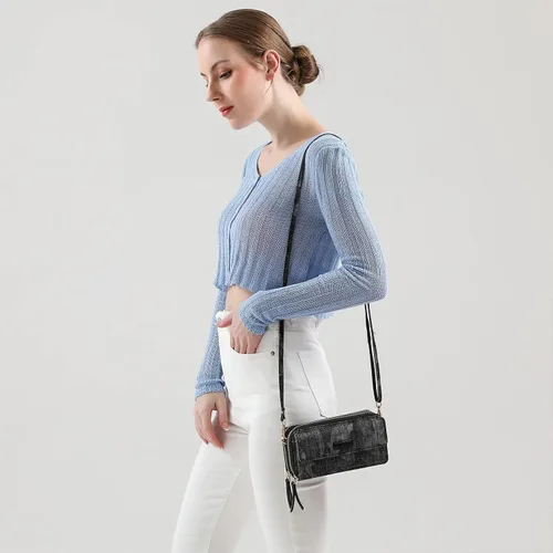 Vista 6 de Lanyani Cartera cruzada RFID con bolsillo para teléfono para mujer, cuero vegano