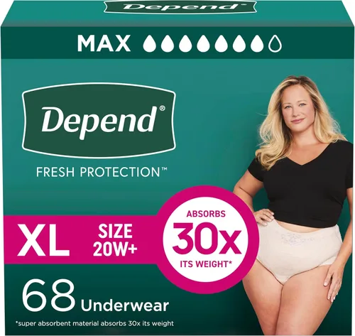 Vista 26 de Depend Fresh Protection - Pañales para adultos, ropa interior de incontinencia y para pérdida de orina posparto para mujer, desechable, máxima