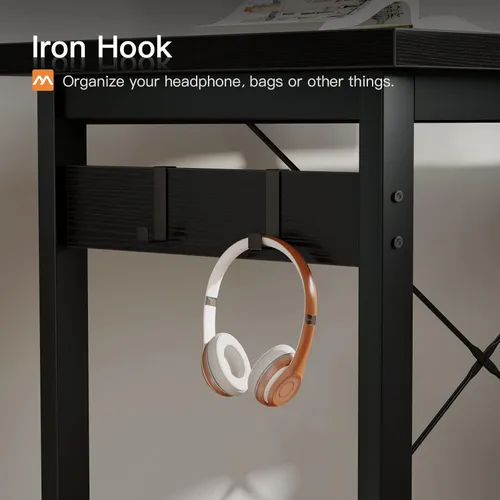 Vista 8 de Coleshome L Shaped Computer Desk 66" with Power Outlet & Storage Shelves, Corner Sturdy Writing Desk Workstation, Modern Wooden Office Gaming Desk