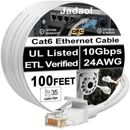 Vista 9 de Cable Ethernet Cat 6 de 1 pie (paquete de 6), para exteriores e interiores, compatible con red Cat7 de 10 Gbps, cable de conexión LAN plano de Negro