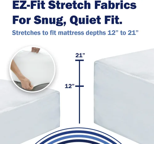 Vista 6 de CleanRest - Protector de sábana bajera impermeable para colchón, máxima defensa contra derrames y desgaste, barrera contra alérgenos MicronOne