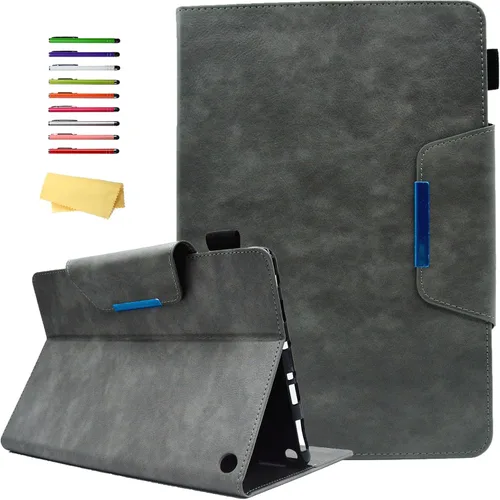 Vista 17 de Funda para tableta Amazon Kindle Fire HD 8 (8ª/7ª/6ª generación, 2018/2017/2016), con portalápices, bolsillo para tarjetas, imán de piel sintética
