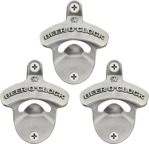 Vista 8 de Abridor de botellas de montaje en pared de cobre antiguo inoxidable CERVEZA O'CLOCK Soda botella tapa abrebotellas montado poste