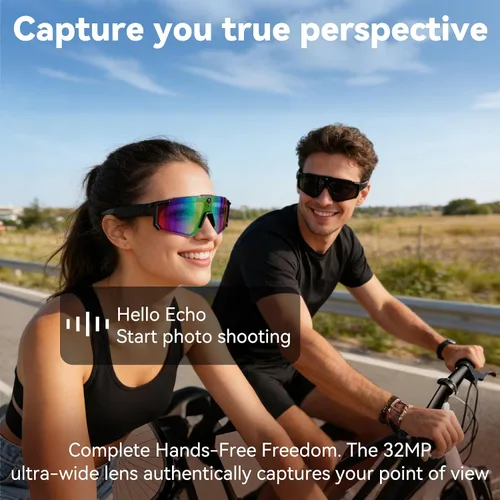 Vista 3 de AI Pro - Lentes de cámara de 32 MP – Gafas de grabación con estabilización EIS de 6 ejes, asistente de voz ChatGPT, lentes de sol polarizados
