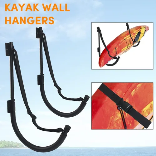 Vista 4 de WTMORE Kayak Storage Rack Kayak Wall Mount Heavy Duty Kayak Hooks with Straps 100 LB Capacity Kayak Rack for Garage Kayak Hangers for Paddle Boards