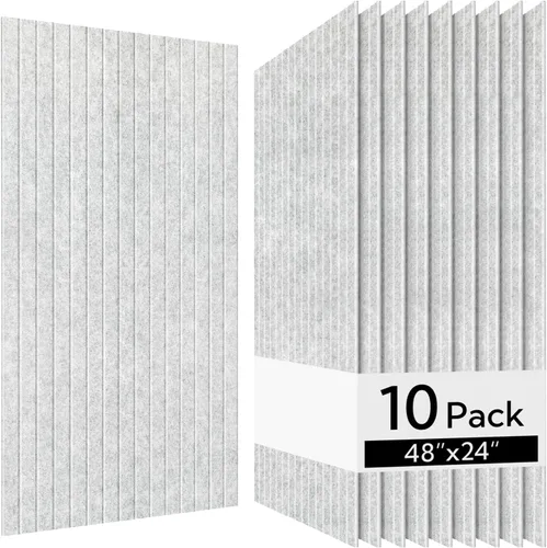 Vista 15 de Olanglab Paquete de 10 paneles acústicos de pared, 48 x 24 pulgadas por cada panel acústico, absorbentes de sonido, paneles de sonido decorativos