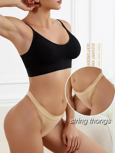 Vista 2 de Bolivelan Paquete de 6 tangas elásticas de algodón sin costuras para mujer