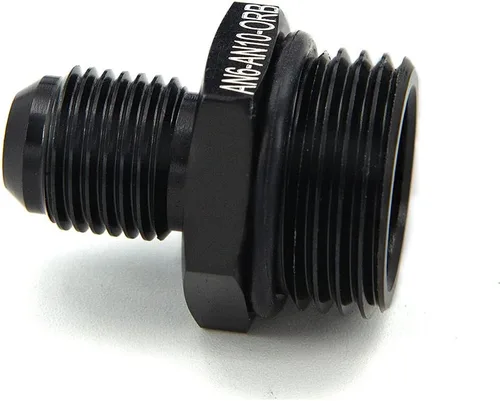 Vista 8 de 10AN Flare to 6AN ORB Macho O-ring Boss Bomba de combustible Rail Adaptador de riel de aluminio negro 2 unids