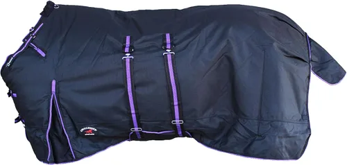 Vista 6 de 1200d atuendo impermeable para caballo rígido, manta de invierno pesada, Bellyband Negro