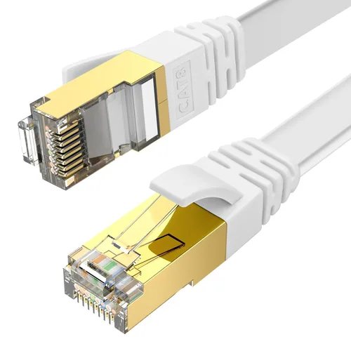 Vista 10 de Ercielook Cable Ethernet de alta velocidad de 75 pies, cable de Internet plano blindado CAT8 con clips, más rápido que el cable LAN Cat7, color Negro