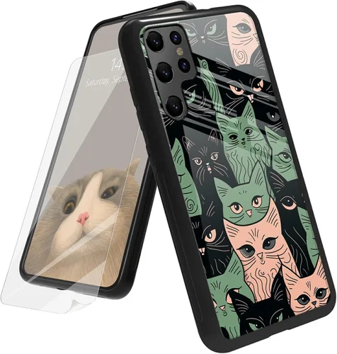 Vista 49 de Funda para Samsung Galaxy A12 5G con protector de pantalla, parte trasera de vidrio templado + TPU de silicona suave que absorbe los golpes