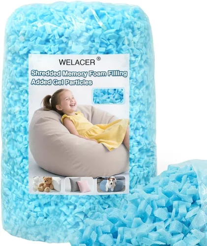 Welacer Relleno de espuma viscoelástica triturada de 5 libras para relleno de puf, relleno para cojines, artes y manualidades, partículas de gel
